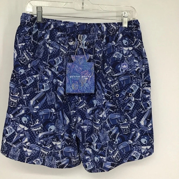 Peter Millar Men’s NWOT Seaside Swim Trunks Lined Blue Cocktails Size M - Picture 3 of 10